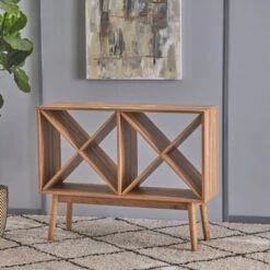 Birny Mid-Century Modern Wood Wine Shelf Cabinet By Christopher Knight Home - 40.00" L X 11.75" W X 32.00" H - Grey -Elegance Barware 19cd7b94 d260 460b 9298 eb0a92970eae