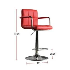 Leatherette And Metal Bar Stool - Grey -Elegance Barware 19db4061 11c9 47a3 b14b 100b4b321634