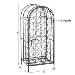 HOMCOM 35 Bottle Wrought Iron Wine Rack Jail With Lock - Black - 17.5*14*38.5 - Black -Elegance Barware 1b66b606 947e 476b 9091 18c3f271e3a8