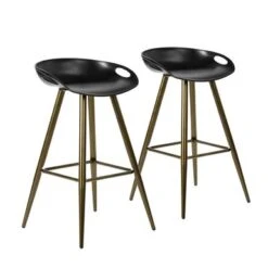 Homy Casa 27.6'' Silver Orchid Melies Fixed Counter & Bar Stool (Set Of 2) - Black/Bronze