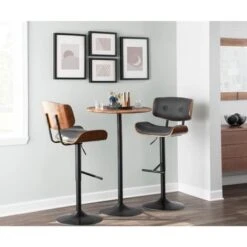 Carson Carrington Leksand Mid-Century Modern Adjustable Bar Stool With Walnut Wood Accents - Teal Noise Fabric -Elegance Barware 1bbf913c f1d3 4788 905b e906d155922b