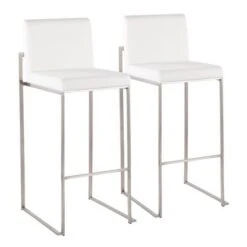 Silver Orchid Forrest High Back Bar Stool - Set Of 2 - White Velvet & Black -Elegance Barware 1c1c06ef e8fc 441d ac61 7dfd095b6a67