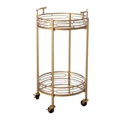 Glitzhome Metallic Gold 2-Tier Serving Bar Cart With Mirrored Glass - 30.7"H-Oval -Elegance Barware 1d69689f c721 455f a106 0ff9d07b7f89
