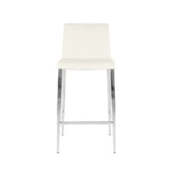 Delta Modern Leatherette & Chrome Counter Stool - Contract Grade - Off-White -Elegance Barware 1db95024 7bd0 418c 8317 07ef74d3fbbc