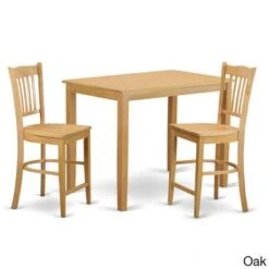 East West Furniture 3-Piece Dining Set Includes A Dining Room Table And 2 Dining Room Chairs (Color Options Available) - N/A - YAGR3-OAK-W