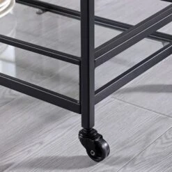 FirsTime & Co. Francesca Bar Cart, Metal Frame, Wood/Glass Top - Gold/Glass -Elegance Barware 1e2ace64 a514 4426 85a9 5efd5df6ef18