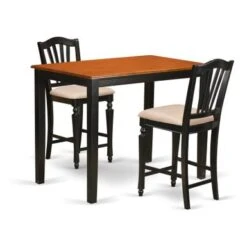 Acacia Wood 3-piece Counter Height Dining Set - A Kitchen Table & 2 Chairs - Black & Cherry (Seat's Type Options) - YACH3-BLK-W -Elegance Barware 1f207de1 b987 49ad 9e34 e2bc162b25de
