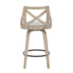 The Gray Barn Charlotte 26" Fixed-Height Counter Stool With Round Footrest (Set Of 2) - Grey Fabric/Light Grey Wood/Black Footrest -Elegance Barware 1f2e942d 5a64 4032 9e02 7ed9086d9c3a