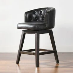 Jennifer Taylor Home Davidson Faux Leather Swivel Low Back Counter And Bar Stool - Set Of 2 - Vintage Black Brown Faux Leather - Bar Height -Elegance Barware 1f350bba eb02 4f12 8a81 a4e9a5273d30