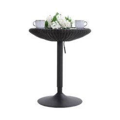 PHI VILLA Adjustable Rattan Pub Bar Table, Round Glass Table Top 29"-39" - Black -Elegance Barware 1f94fd8f 69ed 4ecc bc99 5e9a48380781