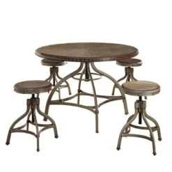 Simple Living Decker Adjustable Height Round 5-Piece Dining Set - 5-Piece Set - Natural Reclaimed Look -Elegance Barware 1f95dd5e 8750 414e 8f86 4af311a9cfc8