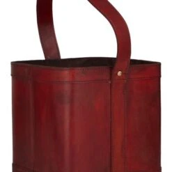 Leather Modern Wine Holder - 9 X 9 X 17 - Red -Elegance Barware 20004710 1df2 4e1c b1e3 27f8e0193421