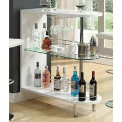 Coaster Furniture Adolfo Glossy White And Clear 3-tier Bar Table - White -Elegance Barware 205d0cb4 36f9 4faf 8a07 315b305db34d
