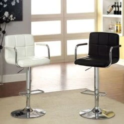 Leatherette And Metal Bar Stool - Grey -Elegance Barware 20afd87c f935 4809 a32e 87c9e4c5a319