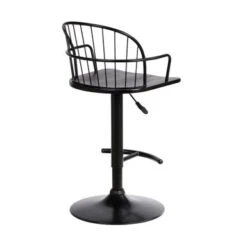 Edward Farmhouse Adjustable Bar Stool In Wood And Metal - Black -Elegance Barware 21b00e71 4db6 402a a564 0ab141fa2969