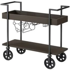 FirsTime & Co. Factory Row Industrial Farmhouse Wheeled Bar Cart - Rustic Brown -Elegance Barware 21ef4a04 5c4c 4f48 b742 029f9b798b0e