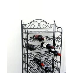 International Caravan Iron 24-bottle Wine Rack With Shelf - Pewter -Elegance Barware 227ced5d 08d9 4e5f b903 2e769ead9c0c
