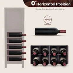 Mcombo Bar Cabinet For Liquor And Glasses Wine Rack Freestanding Floor - 18.9W X 12.6D X 37.4H Inch - Brown -Elegance Barware 2334b7f1 5ece 44d9 b544 734794f82141