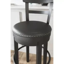 Black Valebeck Tall Upholstered Swivel Barstool(1/CN) -Elegance Barware 236c286f 7dc2 4130 83cb 5f7b335979ac