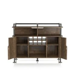 DH BASIC Rustic Iron 7-Shelf And 8-Bottle Wine Cabinet By Denhour - Reclaimed Oak -Elegance Barware 2435d332 395c 4569 90a1 918f5d107ec5