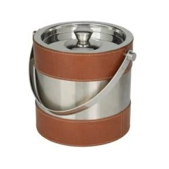 The Novogratz Leather Ice Bucket With Lid - 8 X 7 X 12 - Brown -Elegance Barware 243aedec a899 4d3e 808b 692932130c57