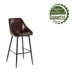 Porthos Home Umi Bar Stools Set Of 2, PU Leather Upholstery, Iron Legs - Brown -Elegance Barware 245e0474 0728 44f2 869b b8769ed093ac