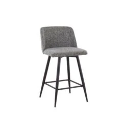 Carson Carrington Vallberga 26" Counter Stool With Black Metal Base (Set Of 2) - Grey Faux Leather/Round Black Footrest -Elegance Barware 24947ed4 1a8b 462a aefa 76a2b87b565f