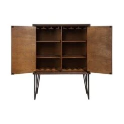 Somette Oxford Distressed Brown Two Door Bar Cabinet - Iron/Acacia - Oxford Distressed Brown -Elegance Barware 24b48f95 355c 4c55 b7c5 db094ae746c6