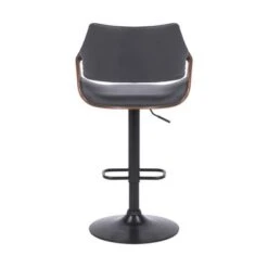 Aspen Adjustable Swivel Faux Leather And Wood Bar Stool With Metal Base - Black, Walnut, And Black -Elegance Barware 2534afac fa96 4756 a9d6 46594fca3dcb