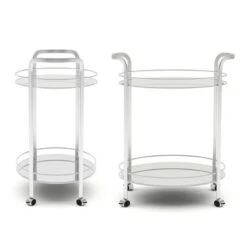 DH BASIC Modern Chrome Bar Cart By Denhour - Chrome -Elegance Barware 253561b2 7cca 4d46 a631 fc822b61d586