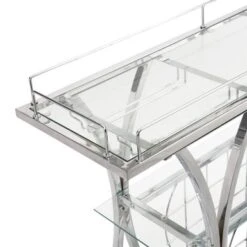 Serving Cart Glass Bar 3-Tier Metal Frame And Shelf - Golden -Elegance Barware 259356be 2532 4186 ba49 5890e466e8c3