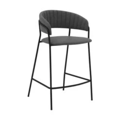 Nara 26" Faux Leather And Metal Counter Height Bar Stool - Blue -Elegance Barware 25aa645f 03a4 42b0 aa4d 6117520f796b