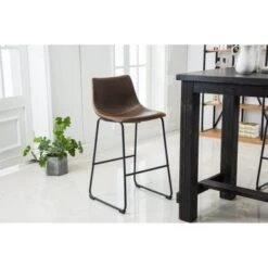 Roundhill Furniture Bronco Antique Wood Finished Bar Dining Set: Table And Four Bar Stools - Brown -Elegance Barware 25aba941 18aa 4ef6 a6df b9e80185b13e