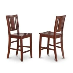East West Furniture Modern Rubberwood 3-piece Dining Room Pub Set - A Table And Chairs- Mahogany Finish (Seat's Type Options) - EDBU3-MAH-W -Elegance Barware 25ccd8d7 55fc 4ce0 88bb d239a59ce318