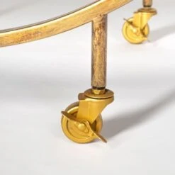 Carola Gold Iron Frame W/ Two-Tier Mirrored Shelves & Stemware Holder Bar Cart - 36.25L X 18.0W X 40.25H - Gold -Elegance Barware 264e3c3e 234f 4c18 b2a6 dc486b4b7d09