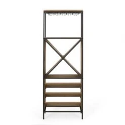 Fritsche Modern Industrial 15 Bottle Floor Wine Rack By Christopher Knight Home - Black + Natural -Elegance Barware 266959a1 000a 458a bc4f 19b3287d83c4