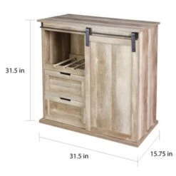 Carbon Loft Leguizamo Sliding Barn Door Wine Cabinet - Natural - Wood/MDF -Elegance Barware 268b1a46 7461 4b5c 9531 677a1b557baa