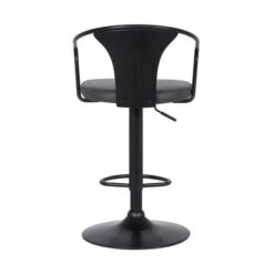 Eagle Adjustable Swivel Barstool In Faux Leather And Metal With Wood Back - Grey & Black -Elegance Barware 269d3f8c d5d3 4690 a94d aeb3aeafbbfa