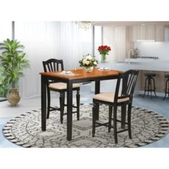 Acacia Wood 3-piece Counter Height Dining Set - A Kitchen Table & 2 Chairs - Black & Cherry (Seat's Type Options) - YACH3-BLK-LC -Elegance Barware 26ecd2e6 0f96 45d5 ae7d bf06ba73b5aa