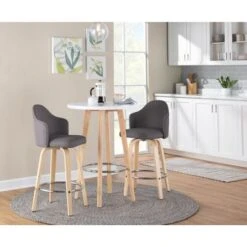 Carson Carrington Valsatra Fixed-Height Upholstered Counter Stool With Wood Legs (Set Of 2) - Light Grey/Natural Wood Legs -Elegance Barware 277af24a 10ba 402a 8f4b 7a5830cb1f3b