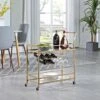 FirsTime & Co. Francesca Bar Cart, Metal Frame, Wood/Glass Top - Gold/Glass