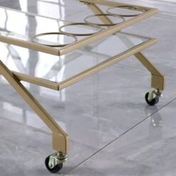 FirsTime & Co. Gold Jemma Geometric Glam Bar Cart, Metal Frame, Glass Top - Metal - Gold -Elegance Barware 27df703a 6c2d 4c82 8aa4 b09ff1bb0503