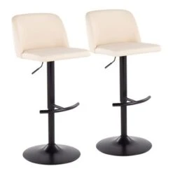 Strick & Bolton Oscar Adjustable Bar Stool With Rounded T Footrest (Set Of 2) - Black Faux Leather/Black -Elegance Barware 27e931dd 418c 4395 bfca 43911b40c211