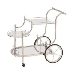 Coaster Furniture Sarandon Chrome And Clear 3-tier Serving Cart - Silver - Metal/Glass -Elegance Barware 29248057 6478 4be0 86d6 ac995de35c6c