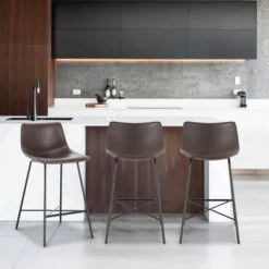 Poly And Bark Paxton 24" Counter Stool (Set Of 2) - Brown -Elegance Barware 29913a3b f2b0 4ef1 82ad 86fc2aaf3ab9