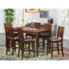 7-Pieces Rubberwood Counter-height Dining Room Pub Set - A Table With 6 Chairs In Mahogany Finish (Seat's Type Options) - DUBU7H-MAH-LC -Elegance Barware 2a4628e5 84dc 4ea5 812c 6636fd29c3c6