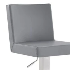 Strick & Bolton Callcott Contemporary Faux Leather And Metal Swivel Bar Stool - Grey And Brushed Stainless Steel -Elegance Barware 2ab203e3 640a 46ca 8dc3 a9cf875061c3