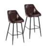 Porthos Home Umi Bar Stools Set Of 2, PU Leather Upholstery, Iron Legs - Brown -Elegance Barware 2ae226f2 7a54 4d2f 9c7f 33e3d59f2afe