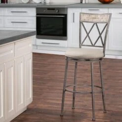 Hillsdale Furniture Milestone Indoor/Outdoor Swivel Counter Stool In Aged Pewter Finish - Single - Silver - Counter Height -Elegance Barware 2bb1fa7c 665f 48f5 9d1f fd4f85de00ae