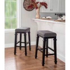 Kaden Backless Barstool Black And White Tweed -Elegance Barware 2bc80795 1d1f 4f84 81ec 17c1df30d587
